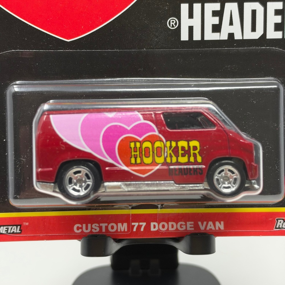 Hot Wheels Premium Custom 77 Dodge Van Hooker Headers Red Real Riders GRL26